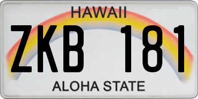 HI license plate ZKB181
