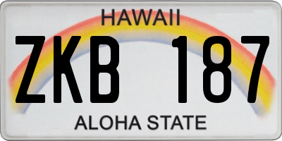 HI license plate ZKB187