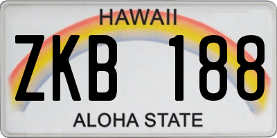 HI license plate ZKB188