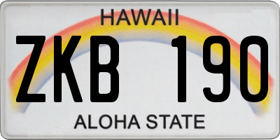 HI license plate ZKB190