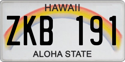 HI license plate ZKB191