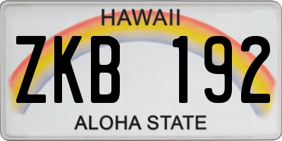 HI license plate ZKB192