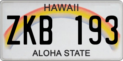 HI license plate ZKB193