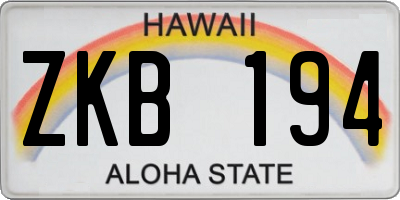 HI license plate ZKB194