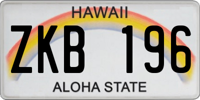 HI license plate ZKB196