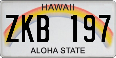 HI license plate ZKB197