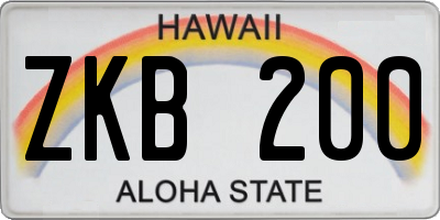 HI license plate ZKB200