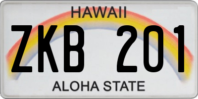 HI license plate ZKB201