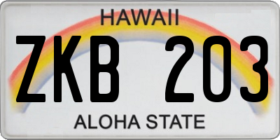 HI license plate ZKB203