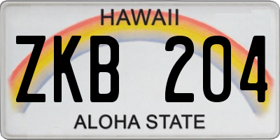 HI license plate ZKB204