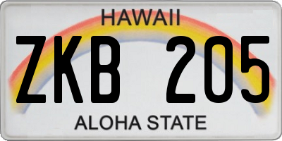 HI license plate ZKB205