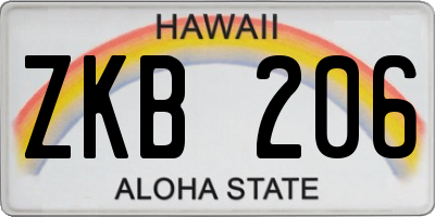 HI license plate ZKB206
