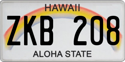 HI license plate ZKB208