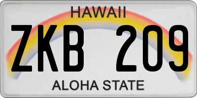 HI license plate ZKB209