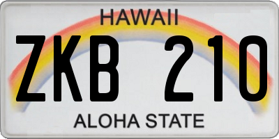 HI license plate ZKB210