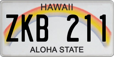 HI license plate ZKB211