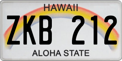 HI license plate ZKB212