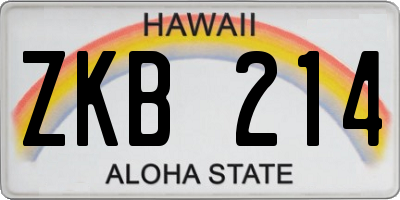 HI license plate ZKB214
