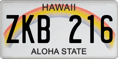 HI license plate ZKB216