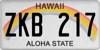 HI license plate ZKB217