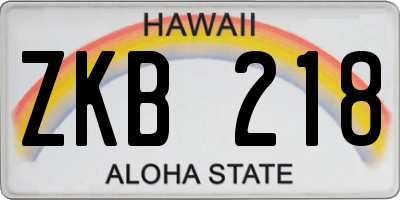 HI license plate ZKB218