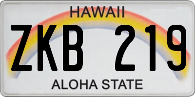 HI license plate ZKB219