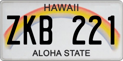 HI license plate ZKB221