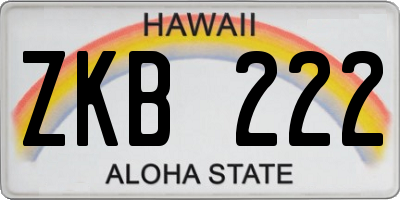 HI license plate ZKB222