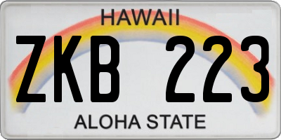 HI license plate ZKB223