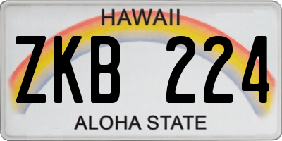 HI license plate ZKB224