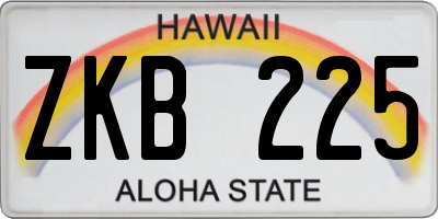 HI license plate ZKB225