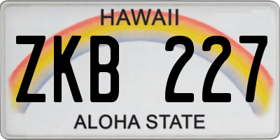 HI license plate ZKB227