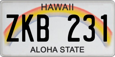 HI license plate ZKB231