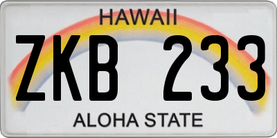 HI license plate ZKB233