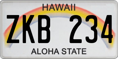 HI license plate ZKB234