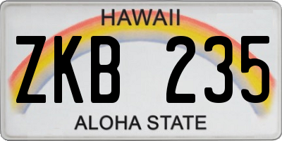 HI license plate ZKB235