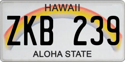 HI license plate ZKB239