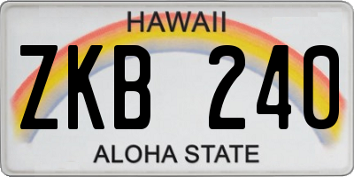 HI license plate ZKB240