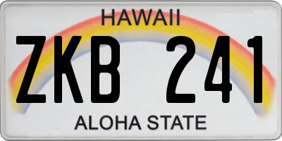 HI license plate ZKB241