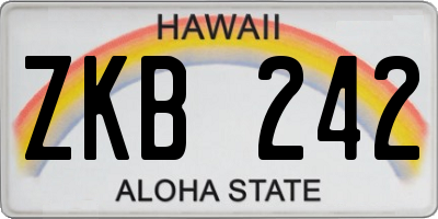 HI license plate ZKB242