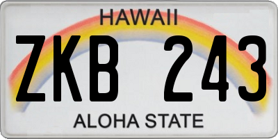 HI license plate ZKB243
