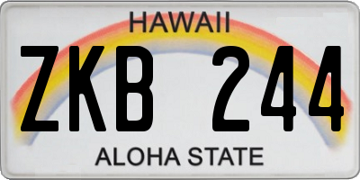 HI license plate ZKB244