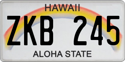 HI license plate ZKB245