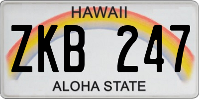 HI license plate ZKB247