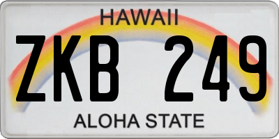 HI license plate ZKB249
