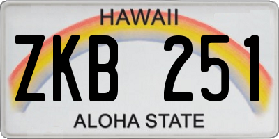 HI license plate ZKB251