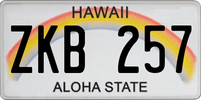 HI license plate ZKB257