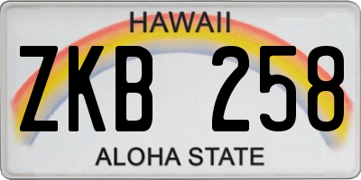 HI license plate ZKB258