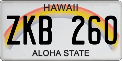 HI license plate ZKB260
