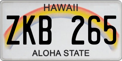 HI license plate ZKB265